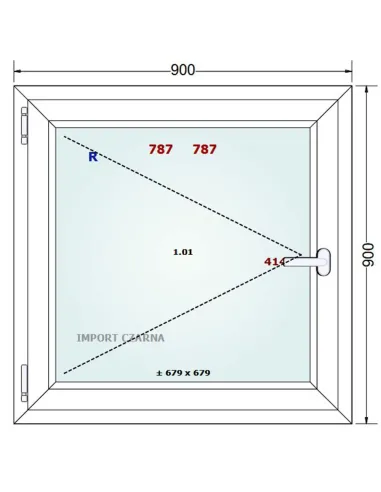Okno PCV 90 x 90 cm Rozwierne Trzyszybowe Gealan S9000