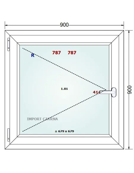 Okno PCV 90 x 90 cm Rozwierne Trzyszybowe Gealan S9000
