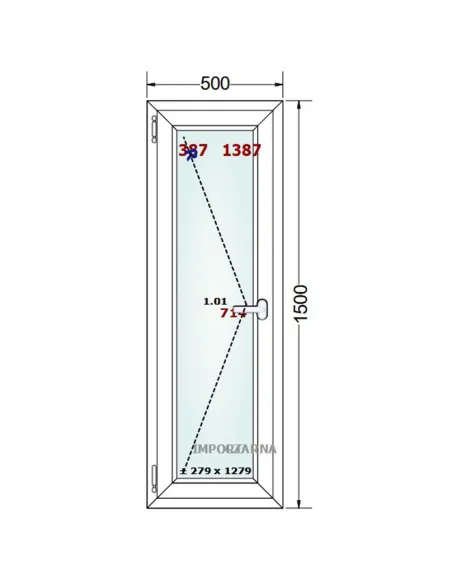Okno PCV 50 x 150 cm Rozwierne Trzyszybowe Gealan S9000
