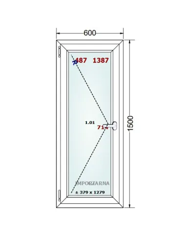 Okno PCV 60 x 150 cm Rozwierne Trzyszybowe Gealan S9000