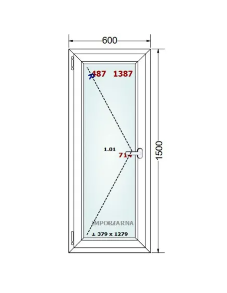 Okno PCV 60 x 150 cm Rozwierne Trzyszybowe Gealan S9000