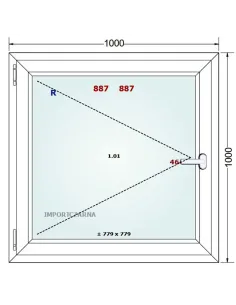 Okno PCV 100 x 100 cm Rozwierne Trzyszybowe Gealan S9000 2