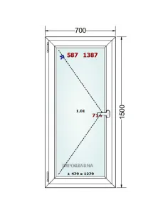Okno PCV 70 x 150 cm Rozwierne Trzyszybowe Gealan S9000 2