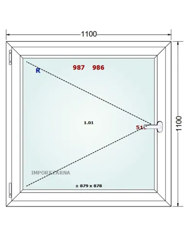 Okno PCV 110 x 110 cm Rozwierne Trzyszybowe Gealan S9000