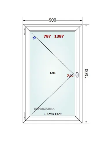 Okno PCV 90 x 150 cm Rozwierne Trzyszybowe Gealan S9000