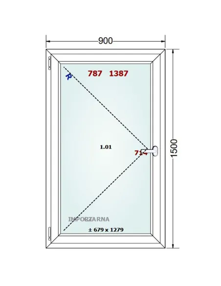 Okno PCV 90 x 150 cm Rozwierne Trzyszybowe Gealan S9000