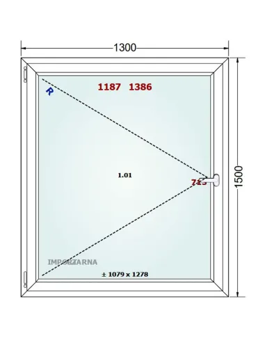 Okno PCV 70 x 70 cm Rozwierno-Uchylne Trzyszybowe Gealan S9000