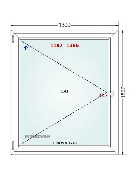 Okno PCV 70 x 70 cm Rozwierno-Uchylne Trzyszybowe Gealan S9000