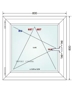 Okno PCV 80 x 80 cm Rozwierno-Uchylne Trzyszybowe Gealan S9000 2