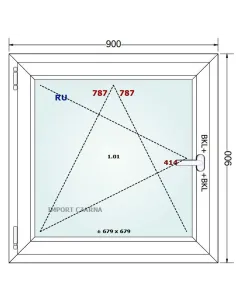 Okno PCV 90 x 90 cm Rozwierno-Uchylne Trzyszybowe Gealan S9000 2