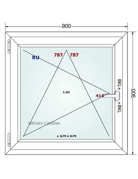 Okno PCV 90 x 90 cm Rozwierno-Uchylne Trzyszybowe Gealan S9000