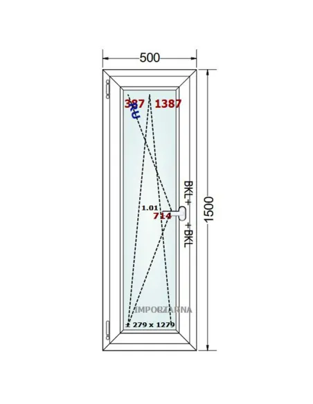 Okno PCV 50 x 150 cm Rozwierno-Uchylne Trzyszybowe Gealan S9000