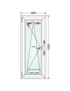 Okno PCV 60 x 150 cm Rozwierno-Uchylne Trzyszybowe Gealan S9000 2