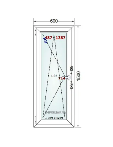 Okno PCV 60 x 150 cm Rozwierno-Uchylne Trzyszybowe Gealan S9000