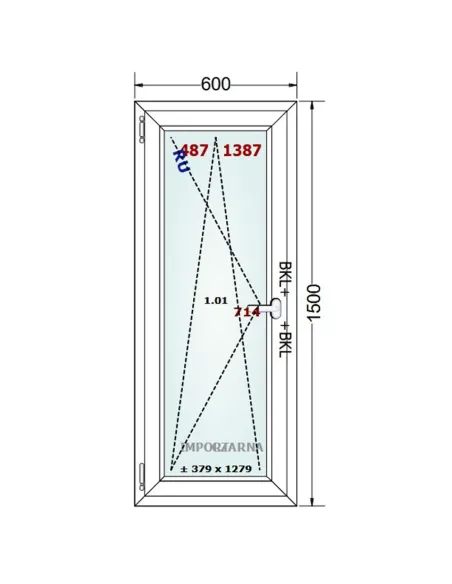 Okno PCV 60 x 150 cm Rozwierno-Uchylne Trzyszybowe Gealan S9000