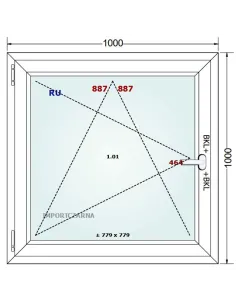 Okno PCV 100 x 100 cm Rozwierno-Uchylne Trzyszybowe Gealan S9000 2