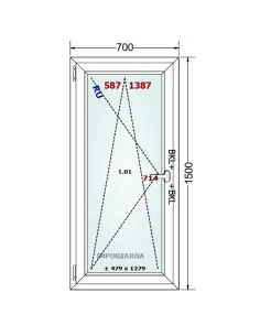 Okno PCV 70 x 150 cm Rozwierno-Uchylne Trzyszybowe Gealan S9000 2