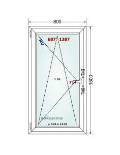 Okno PCV 80 x 150 cm Rozwierno-Uchylne Trzyszybowe Gealan S9000 2