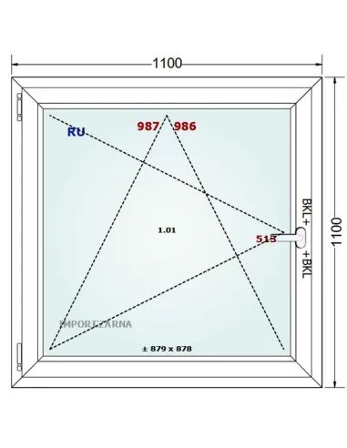 Okno PCV 110 x 110 cm Rozwierno-Uchylne Trzyszybowe Gealan S9000