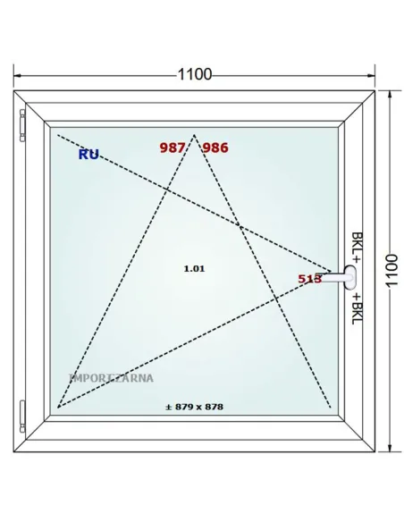 Okno PCV 110 x 110 cm Rozwierno-Uchylne Trzyszybowe Gealan S9000