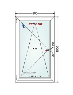 Okno PCV 90 x 150 cm Rozwierno-Uchylne Trzyszybowe Gealan S9000 2
