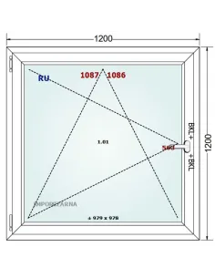 Okno PCV 120 x 120 cm Rozwierno-Uchylne Trzyszybowe Gealan S9000 2