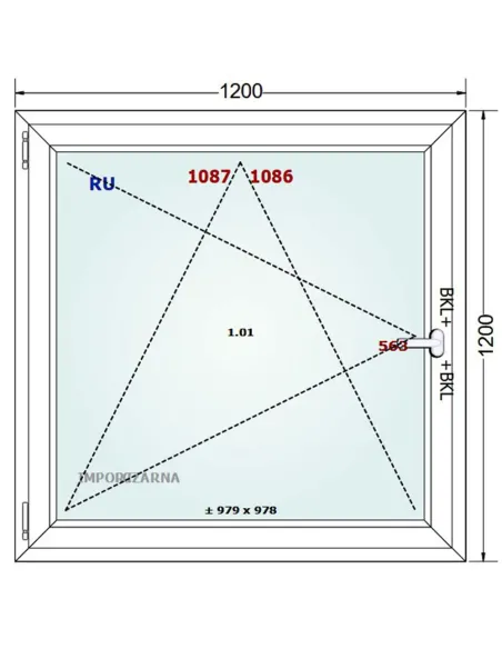 Okno PCV 120 x 120 cm Rozwierno-Uchylne Trzyszybowe Gealan S9000