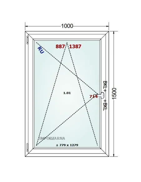 Okno PCV 100 x 150 cm Rozwierno-Uchylne Trzyszybowe Gealan S9000