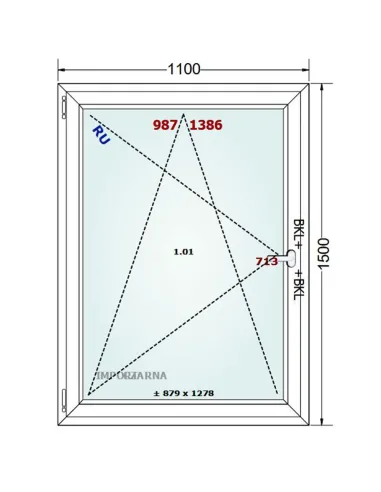 Okno PCV 110 x 150 cm Rozwierno-Uchylne Trzyszybowe Gealan S9000