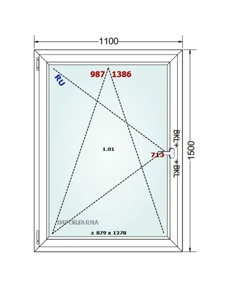 Okno PCV 110 x 150 cm Rozwierno-Uchylne Trzyszybowe Gealan S9000