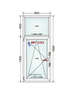 Okno PCV 80 x 190 cm FIX-Rozwierno-Uchylne Trzyszybowe Gealan S9000 2