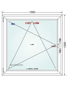 Okno PCV 130 x 130 cm Rozwierno-Uchylne Trzyszybowe Gealan S9000 2