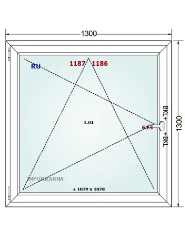 Okno PCV 130 x 130 cm Rozwierno-Uchylne Trzyszybowe Gealan S9000