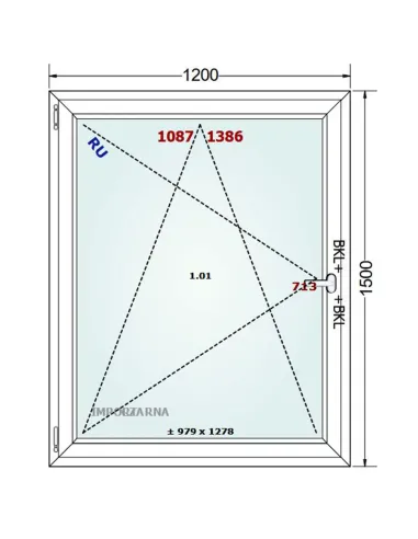 Okno PCV 120 x 150 cm Rozwierno-Uchylne Trzyszybowe Gealan S9000