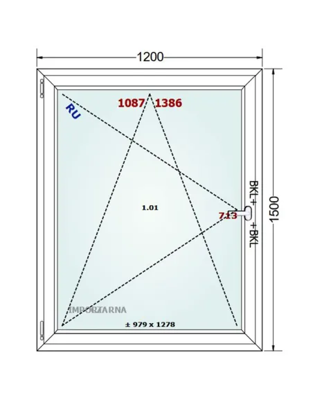 Okno PCV 120 x 150 cm Rozwierno-Uchylne Trzyszybowe Gealan S9000