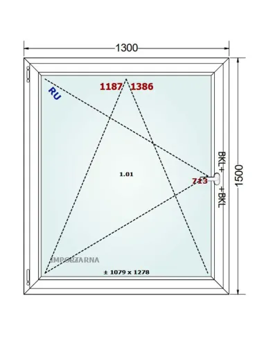 Okno PCV 130 x 150 cm Rozwierno-Uchylne Trzyszybowe Gealan S9000
