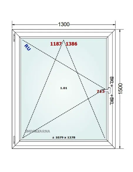 Okno PCV 130 x 150 cm Rozwierno-Uchylne Trzyszybowe Gealan S9000