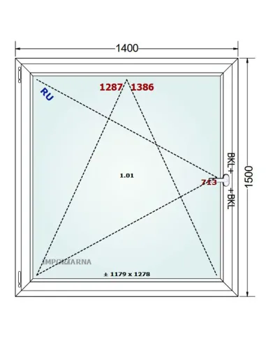Okno PCV 140 x 150 cm Rozwierno-Uchylne Trzyszybowe Gealan S9000