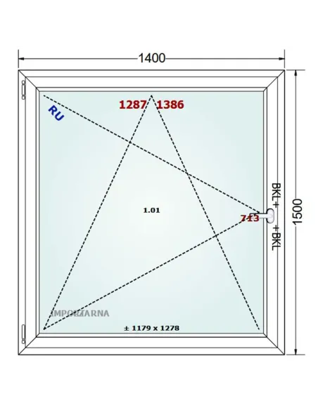 Okno PCV 140 x 150 cm Rozwierno-Uchylne Trzyszybowe Gealan S9000