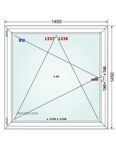Okno PCV 145 x 145 cm Rozwierno-Uchylne Trzyszybowe Gealan S9000 2