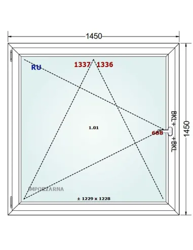 Okno PCV 145 x 145 cm Rozwierno-Uchylne Trzyszybowe Gealan S9000