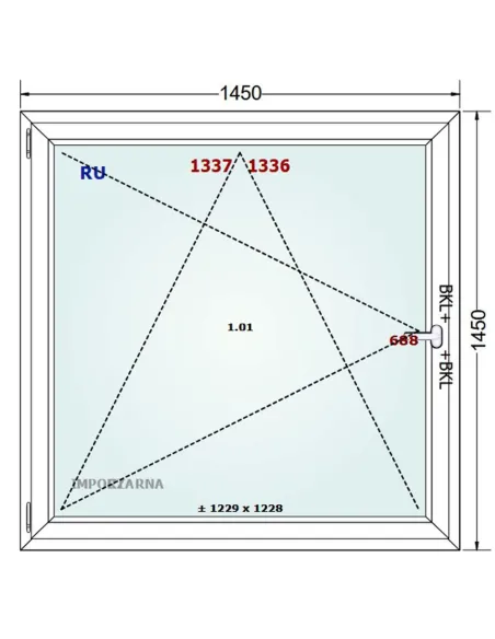 Okno PCV 145 x 145 cm Rozwierno-Uchylne Trzyszybowe Gealan S9000