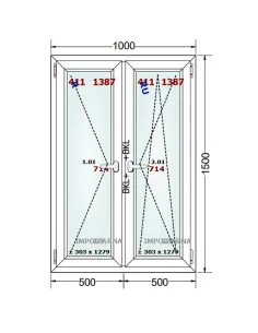 Okno PCV 100 x 150 cm Rozwierne-Rozwierno-Uchylne Trzyszybowe Gealan S9000 2