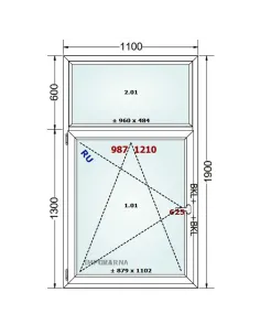 Okno PCV 110 x 190 cm FIX-Rozwierno-Uchylne Trzyszybowe Gealan S9000 2