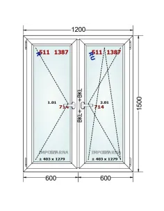Okno PCV 120 x 150 cm Rozwierne-Rozwierno-Uchylne Trzyszybowe Gealan S9000 2