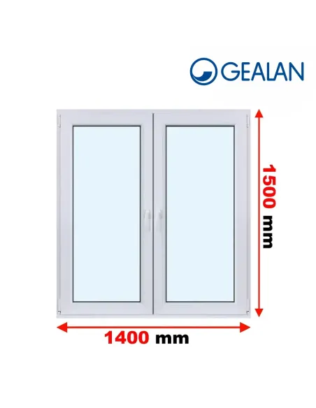 Okno PCV 140 x 150 cm Rozwierne-Rozwierno-Uchylne Trzyszybowe Gealan S9000