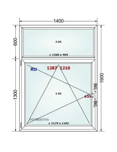 Okno PCV 140 x 190 cm FIX-Rozwierno-Uchylne Trzyszybowe Gealan S9000 2