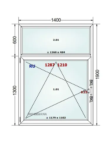 Okno PCV 140 x 190 cm FIX-Rozwierno-Uchylne Trzyszybowe Gealan S9000