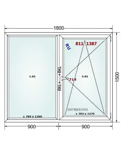 Okno PCV 180 x 150 cm FIX-Rozwierno-Uchylne Trzyszybowe Gealan S9000 2
