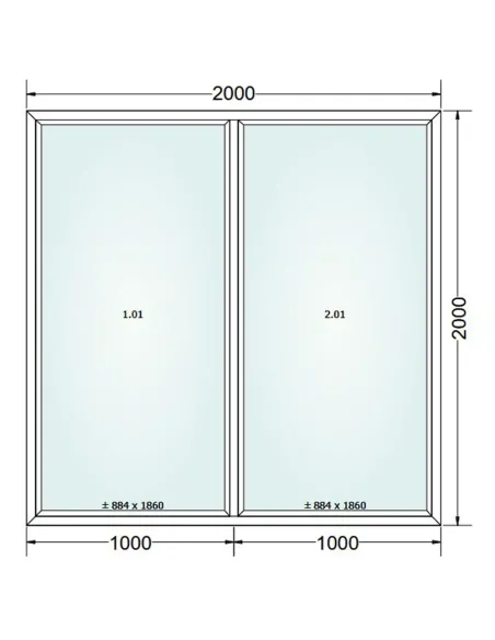 Okno PCV 200 x 200 cm FIX-FIX (Stałe) Trzyszybowe Gealan S9000